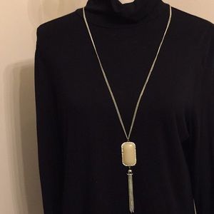 Double silver strand necklace with Yellowstone